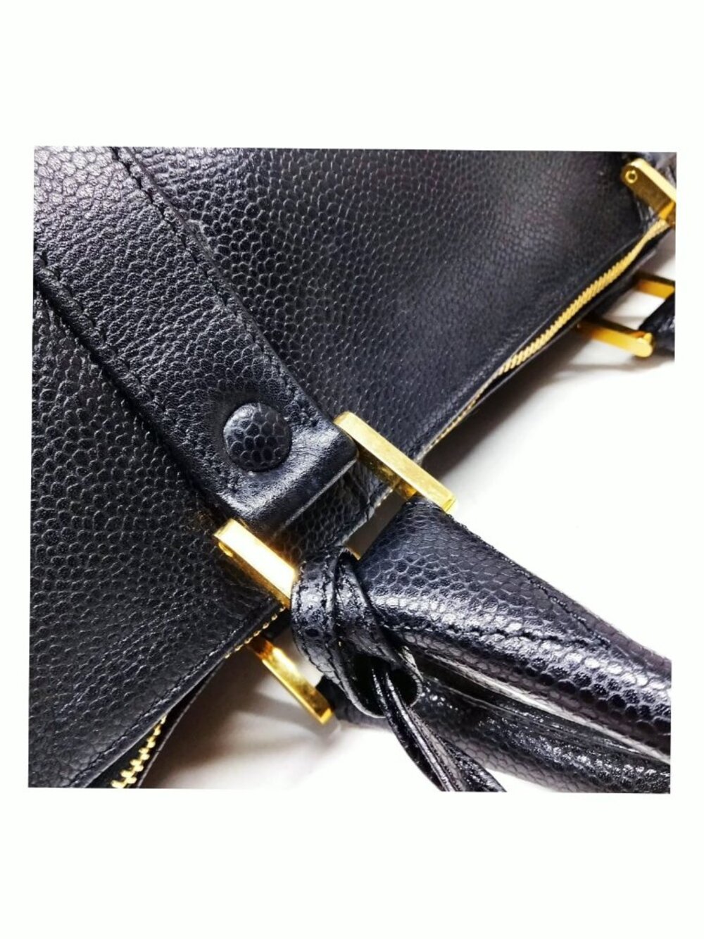 Authentic Chanel CC Boston Bag Black Caviar Leather Gold Hardware - Picture 7 of 16